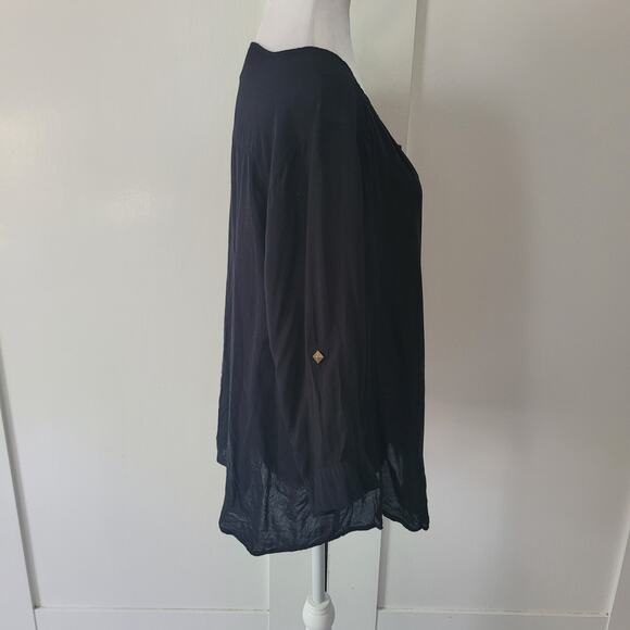 Torrid Size 2 Sheer Popover Bronze Stud Blouse lightweight v-neck chiffon glam - Picture 3 of 9